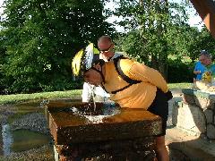 My roommate Frank getting a drink