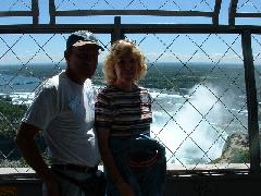 Donna and I atop the 775ft tall Skylon Tower