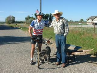 local farmer, Glen Christensen and his dog, Tanna