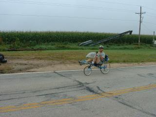 Mike Monk on a recumbent - WOW!